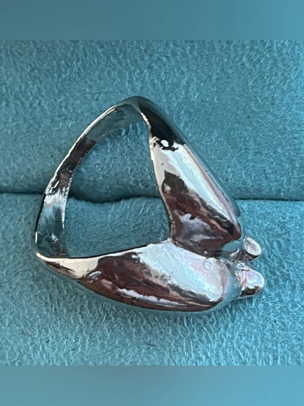 Silver Pair of Dolphin Ring-size 9